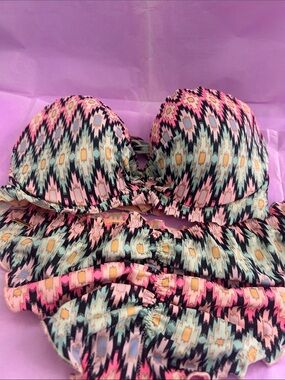 Victoria’s Secret Push-Up Bikini Top and Bottom Set - Pink Multi